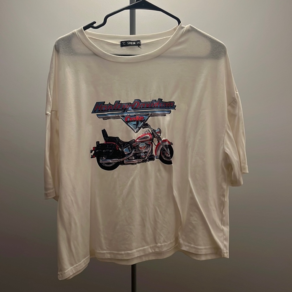 White Harley Davidson crop top